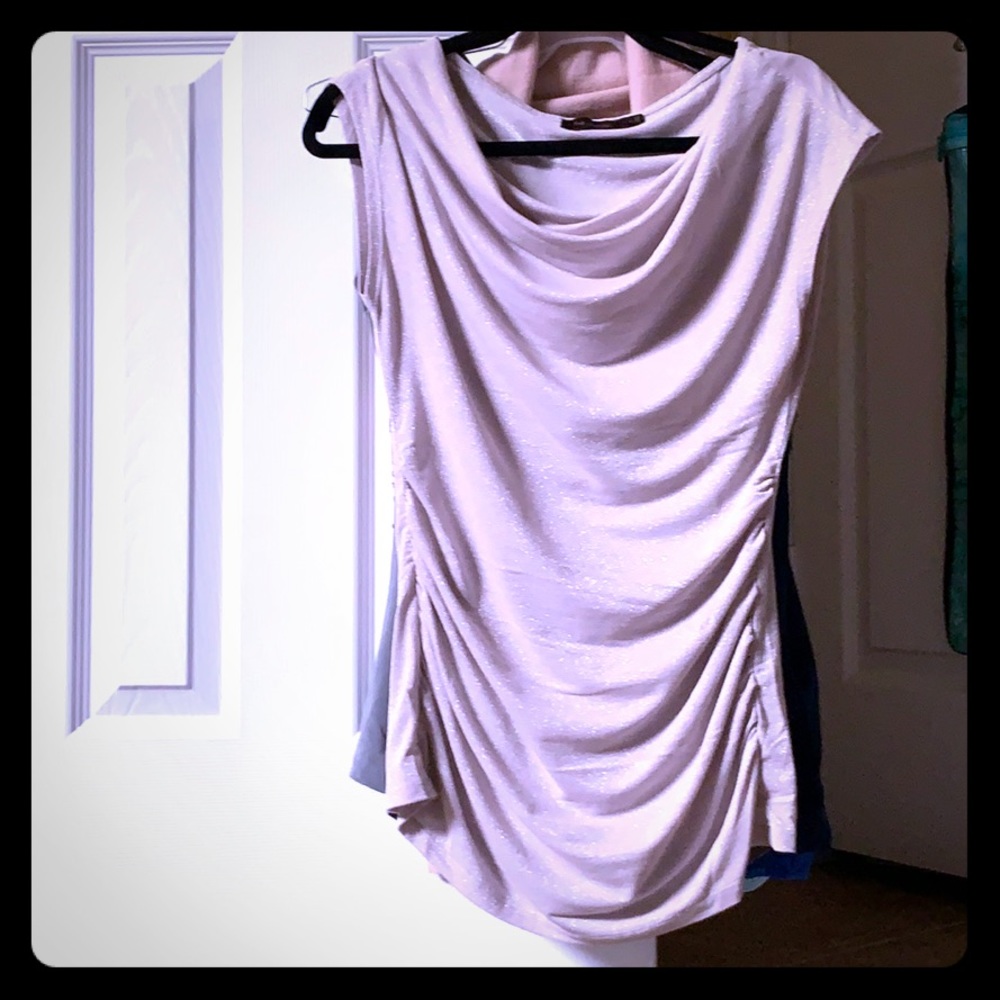 Pale Pink Sparkle Sleeveless Knit Top